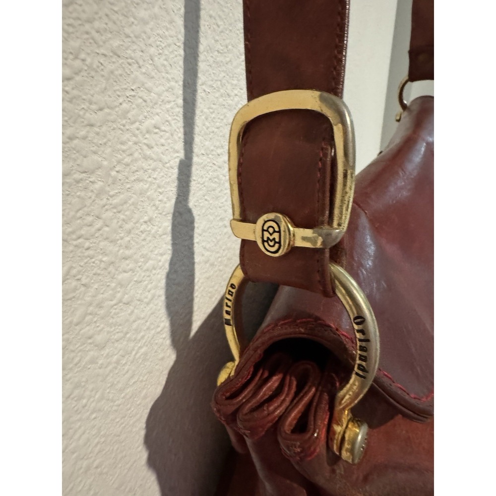 Vintage Marino Orlandi Italian Cognac Leather Large Shoulder Bag - Picture 9 of 16